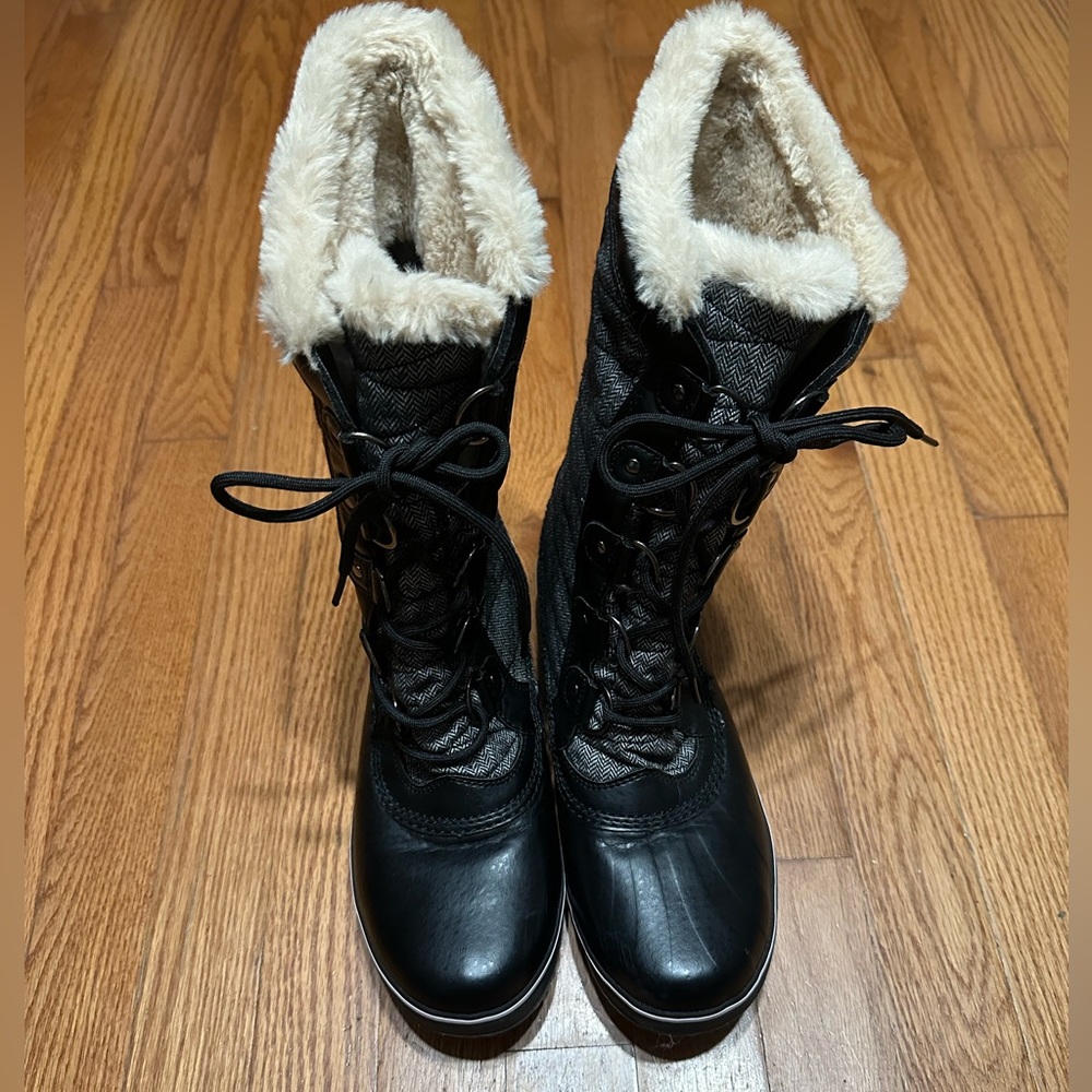 JBU By Jambi Winter Boot Women Black Herringbone Man Made Upper/ Textile Sz 8.5M